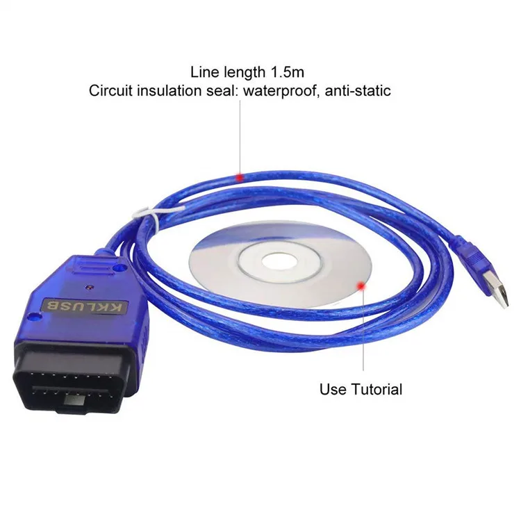 Фото Диагностический кабель OBD2 для автомобилей с чипом FTDI FT232RL 409 KKL, USB-интерфейс, сканер ECU №3