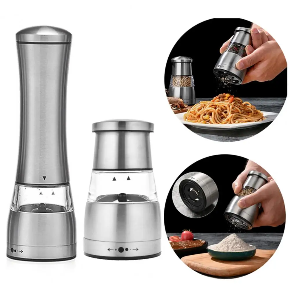 

Pepper Grinder Adjustable Coarseness Stainless Steel Handheld Manual Salt Shaker Spice Grinding Mill Kitchen Gadget Daily Use