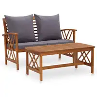 2 Piece Patio Lounge Set with Cushions Solid Acacia Wood C Outdoor Table and Chair Sets Outdoor Furniture Sets