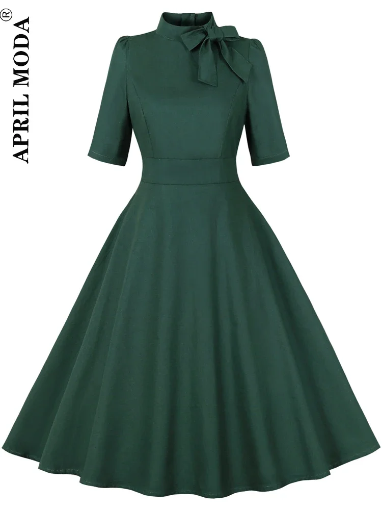 

Женское винтажное платье с пышной юбкой, зеленое платье с завышенной талией в стиле 50-60-х годов, элегантная модель для выпускного вечера, на лето, 2023