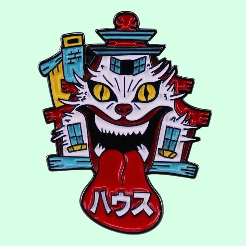 

Japanese Comedy Horror Movie Ghost Cat Shape House Brooch Enamel Pin Wrap Clothing Lapel Brooch Exquisite Badge Fashion Jewelry
