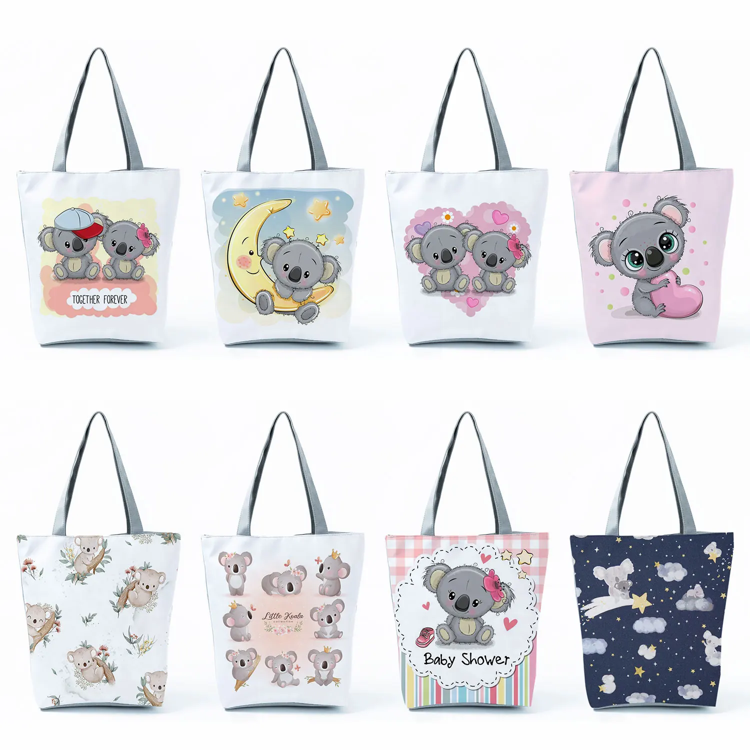 

Sweet Cute Kawaii Cartoon Koala Print Handbags Ladies Shoulder Bags Travel Beach Woman Outdoor Package Casual Shopping Tote Bags