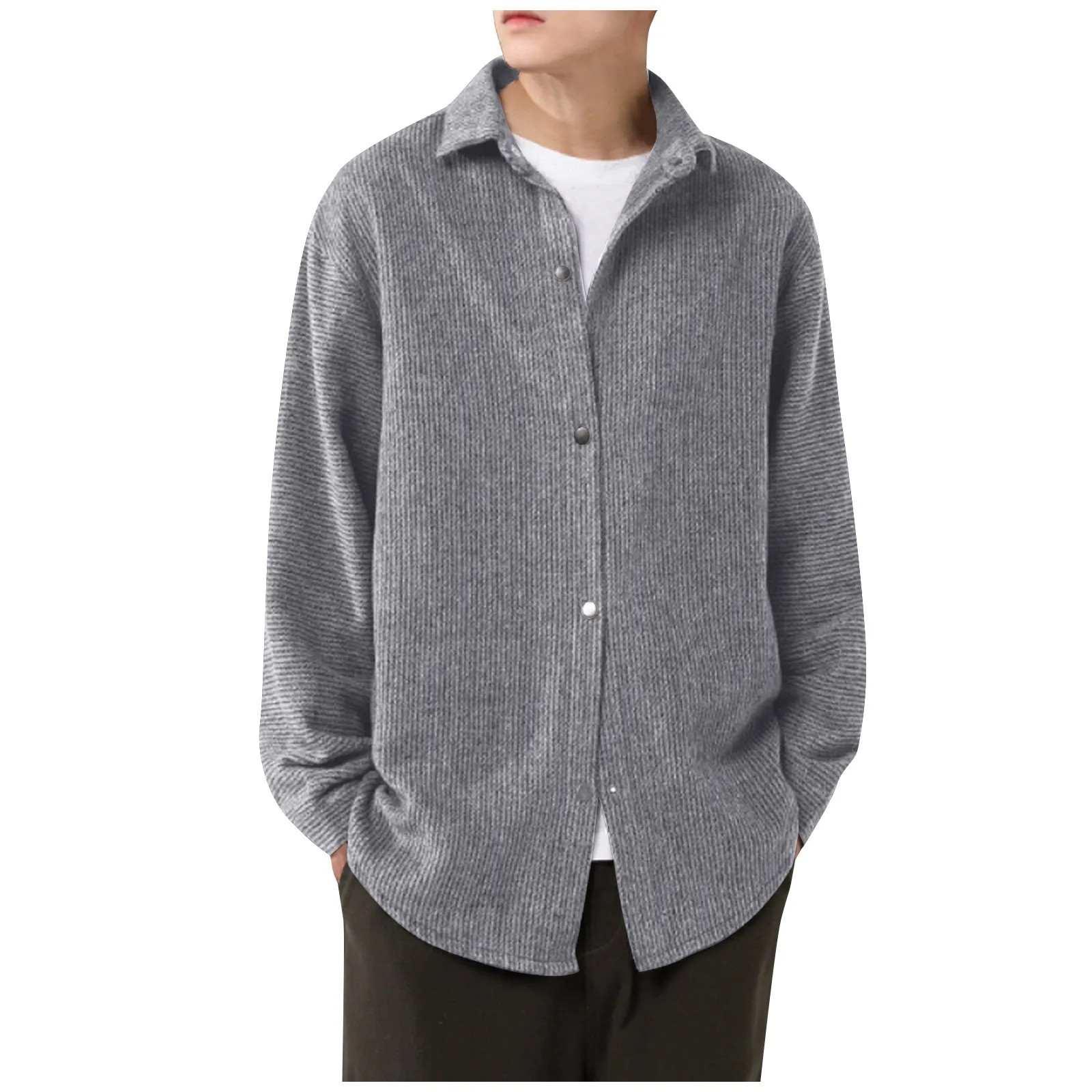 

Fall Winter Fashion Jacket Men Loose Lapel Jacket Solid Color Casual Jacket High Street Coat Trendy Brand Style Male Clothes