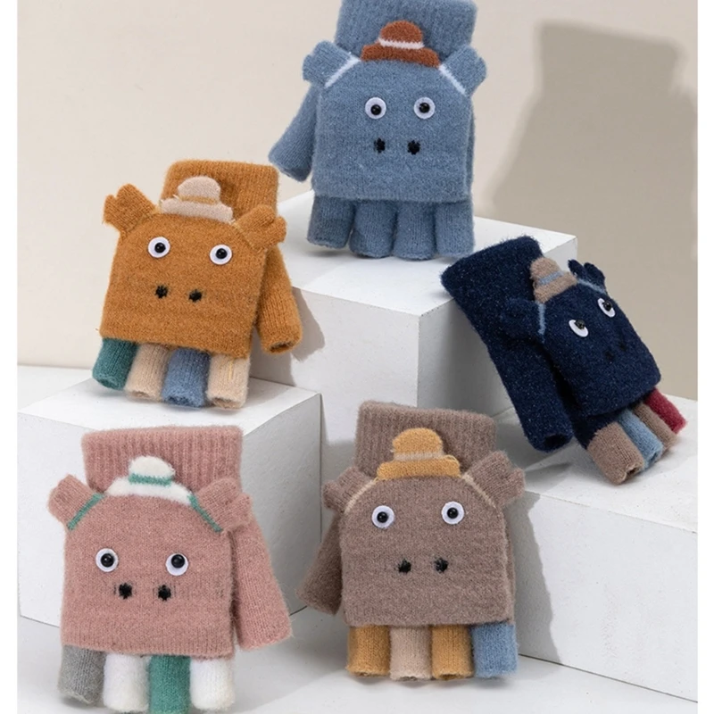 

Winter Gloves Warm Mitten Flip Cover Half&Full Finger Lovely Convertible Gloves