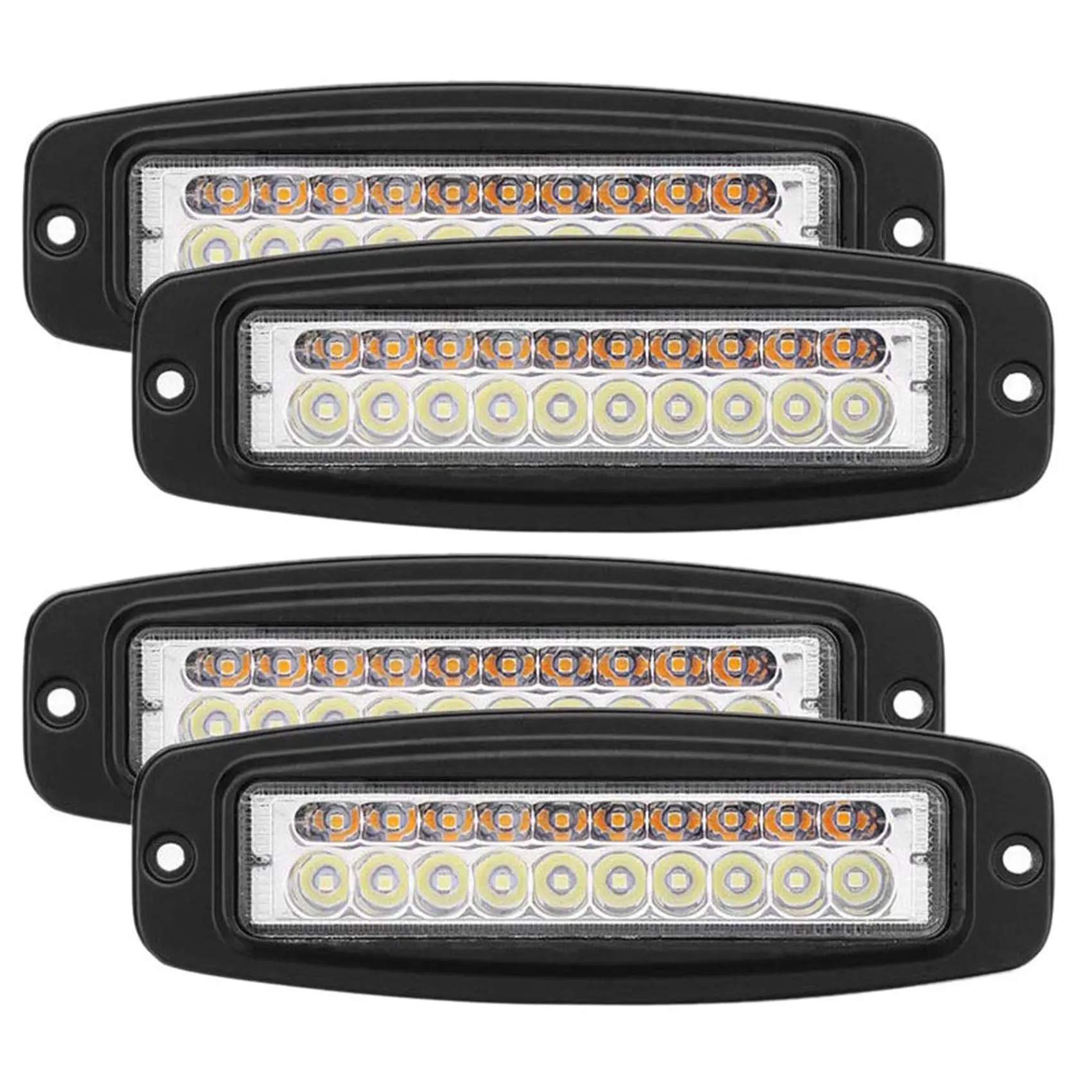 

4pcs 7 Inch Dual-Color 100W LED Work Light Bar Flush Mount Flood Driving Fog Lamp