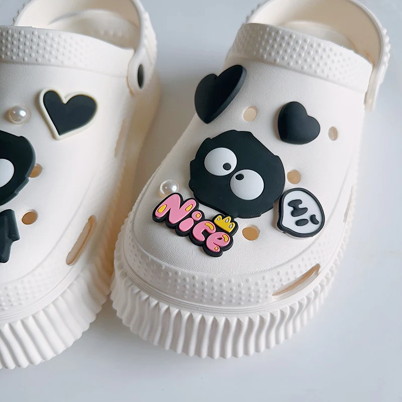 Goth Cartoon Black Eggette Briquet Charms For Shoes DIY PVC Heart Bowknot Nice Letter Shoe Clogs Decoration Gothic Jewelry Gifts