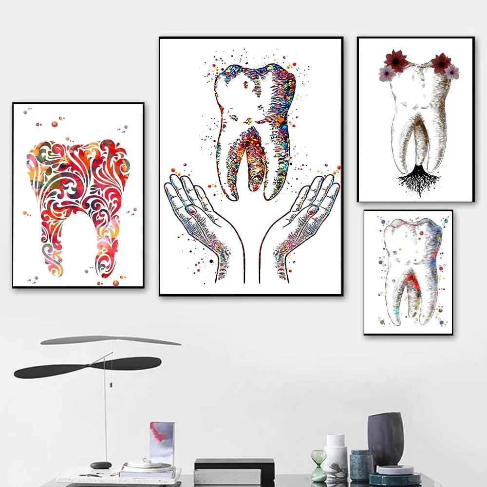 Painting Teeth Art Classic Small Size Poster Kraft Paper Vintage Wall Study Aesthetic St