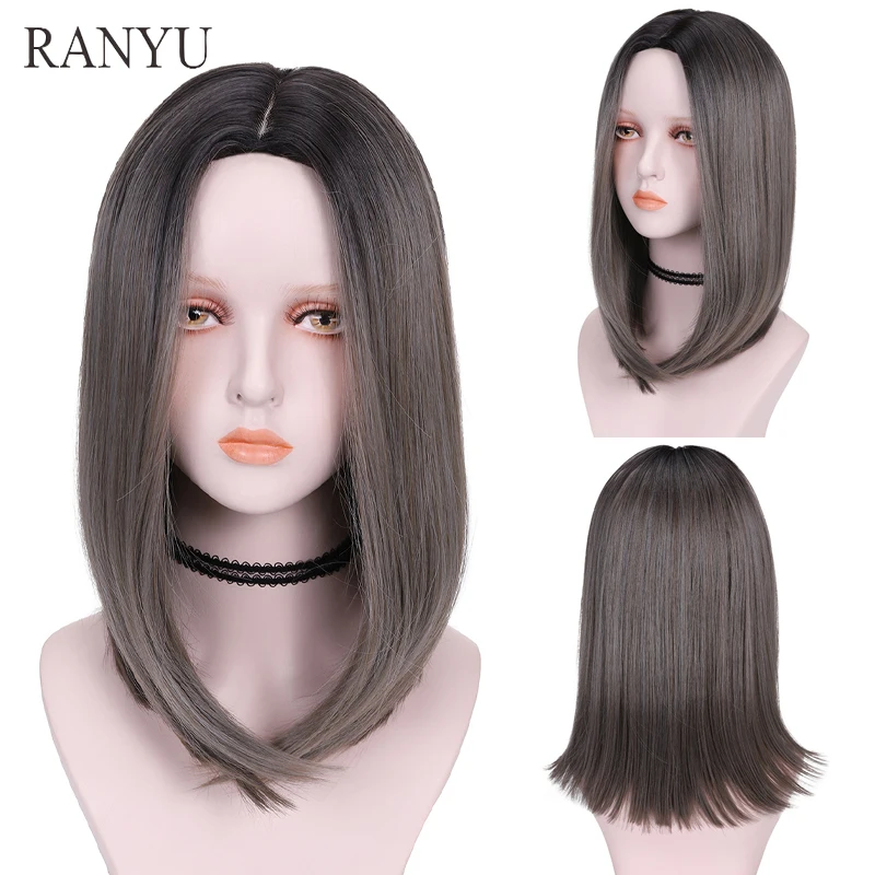 

Короткий прямой парик RANYU, синтетический женский парик для косплея на каждый день, натуральный парик средней длины, Термостойкое волокно для вечеривечерние, Лолита