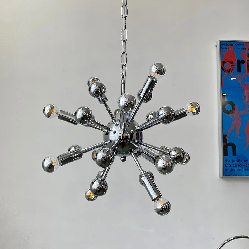 

Chandelier Led Art Pendant Lamp Light Room Decor Medieval Nostalgic Space Age Ceiling 70's Industrial Style Chrome Wall Sconce