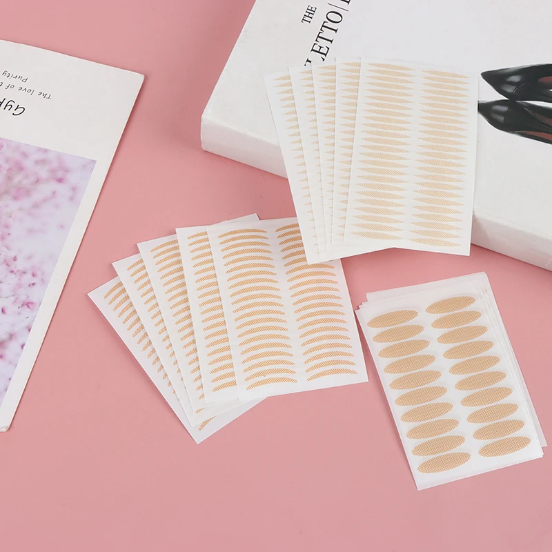 Невидимые полоски для поднятия двойных век из сетчатого кружева с клеевым слоем на 200 штук с пинцетом и самоклеящейся лентой.