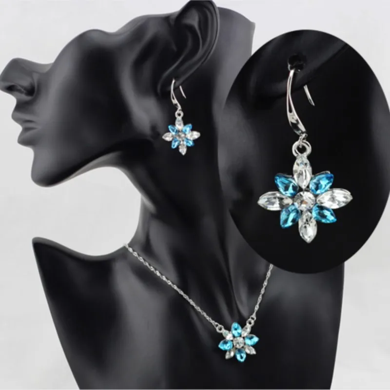 Хрустальная подвеска в виде снежинки комплект ювелирных изделий ожерелье серьги