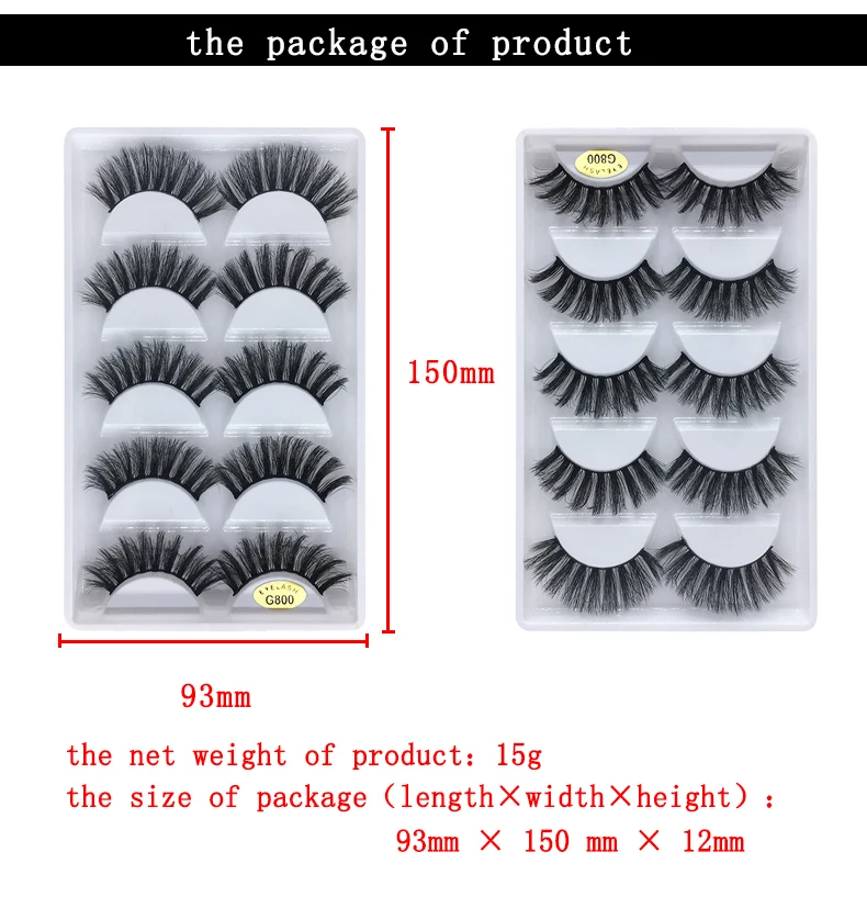 Wholesale Eyelashes 20/30/50 Boxes 5 Pairs 3D Mink Lashes Natural False Eyelashes Soft makeup Fake Eye Lashes cilios g806 g800