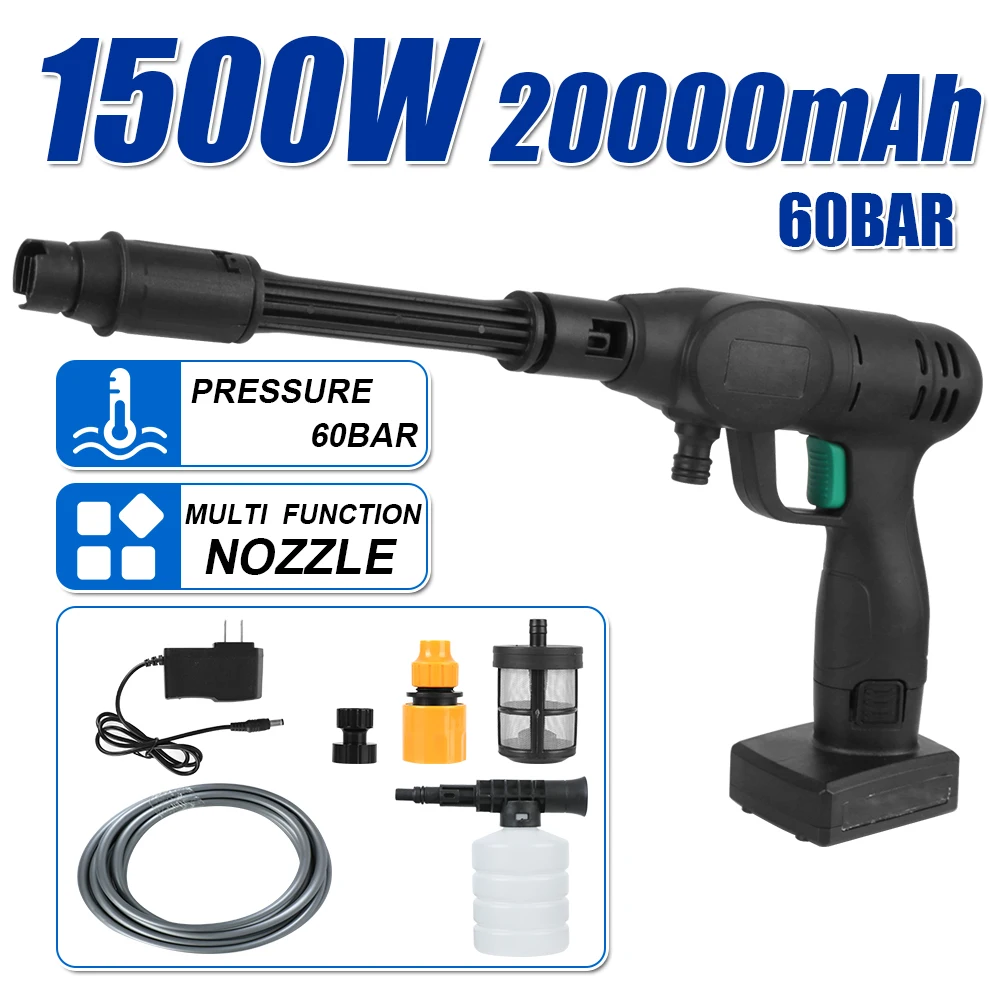 

LEEPEE 9000/20000mAh Car Wash Pressure Cleaner 60Bar Spray Water Gun 1500W Cleaning Machine Cordless High Pressure Car Washer