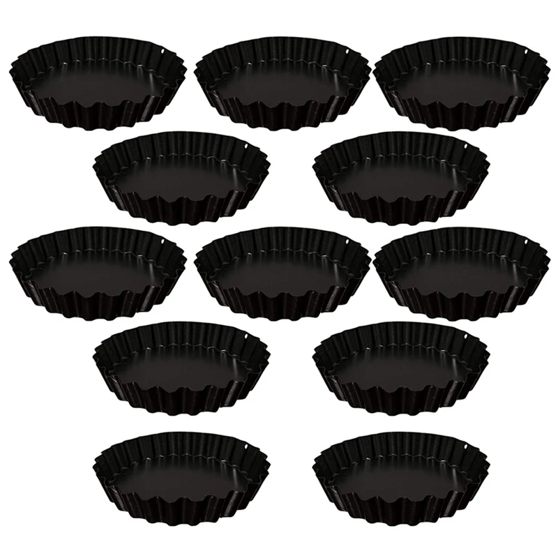 

Mini Tart Pan,Non-Stick Baking Pie Flan Torte Quiche Pastry Tin Fluted With Removable Bottom Small Tart Tins(12 PCS)