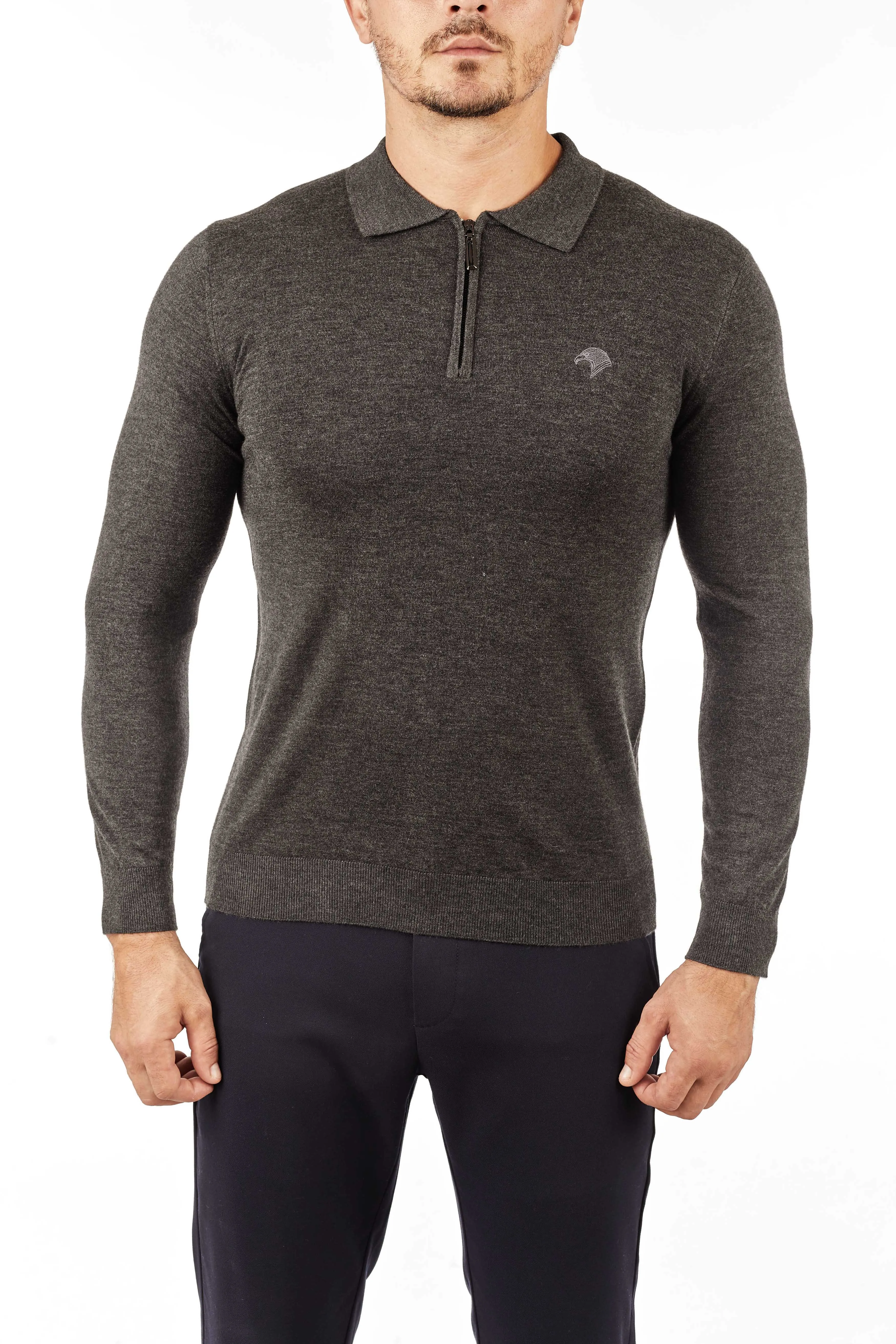 

Мужской кашемировый свитер с вышивкой, на молнии