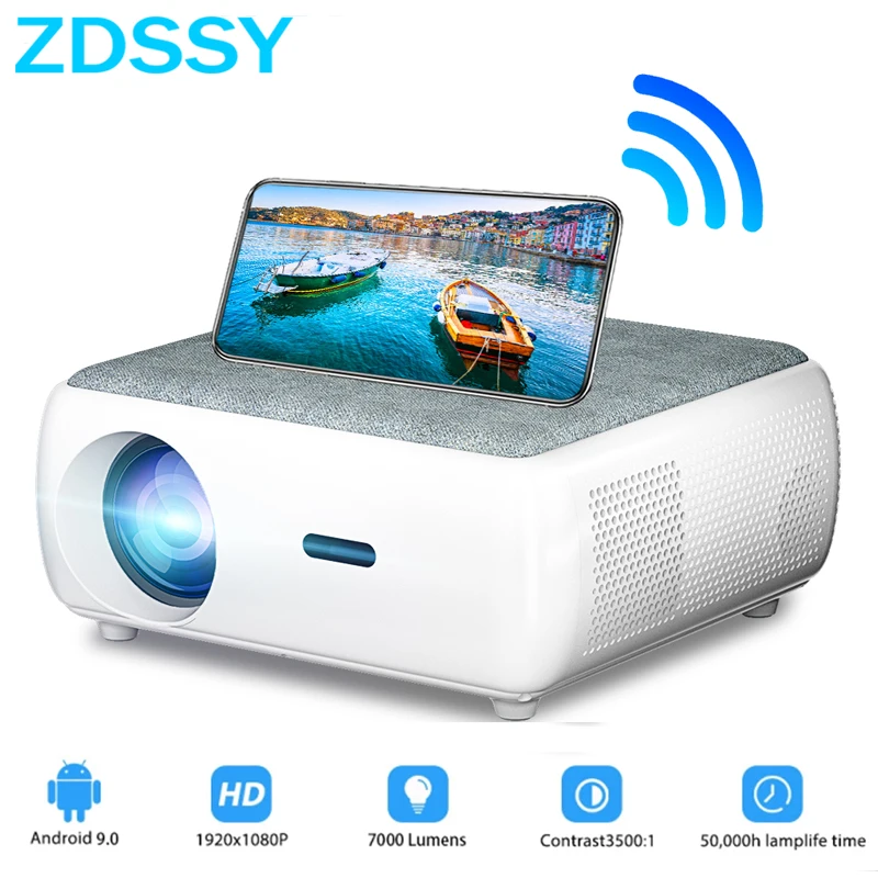 

ZDSSY Full HD Projector 4K (Support) P88 Android 9 Wifi BluetoothDecode 7000 Lumens 300 Inches Screen Home Theater Video Beamer