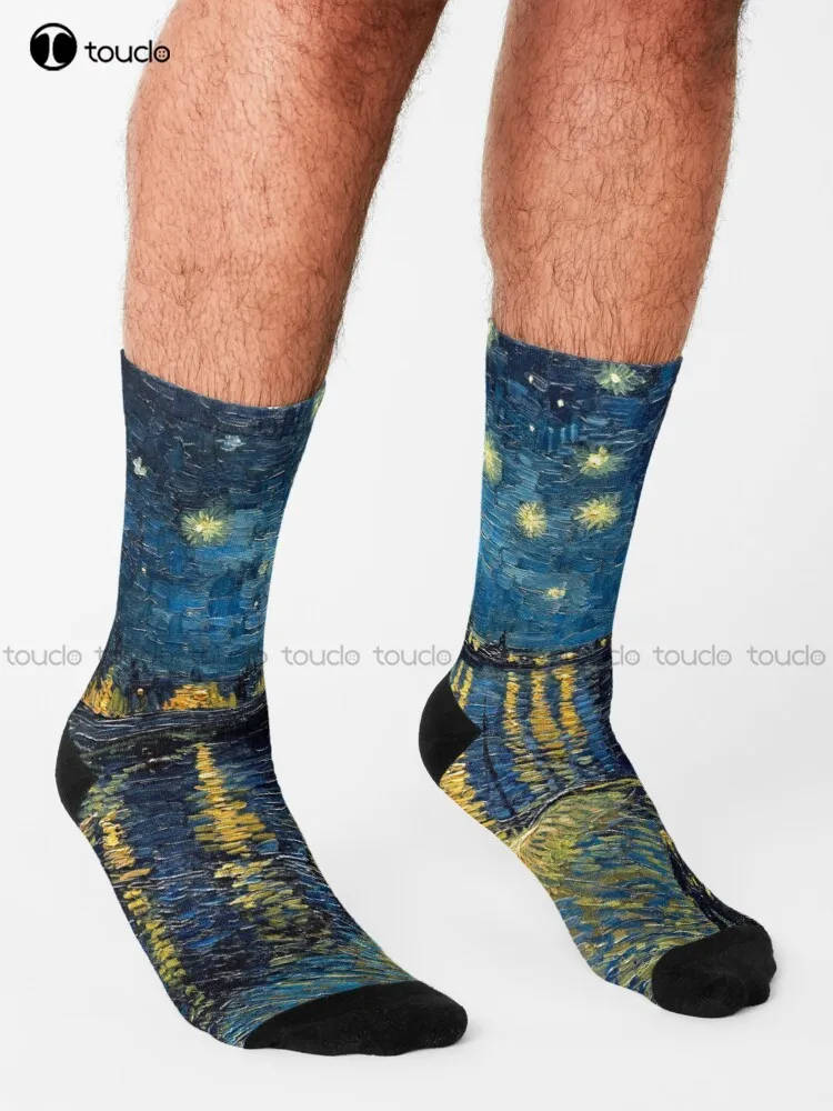 Ван Гог | Звездная ночь над Роном Мужские носки для тренировки мужские уличного
