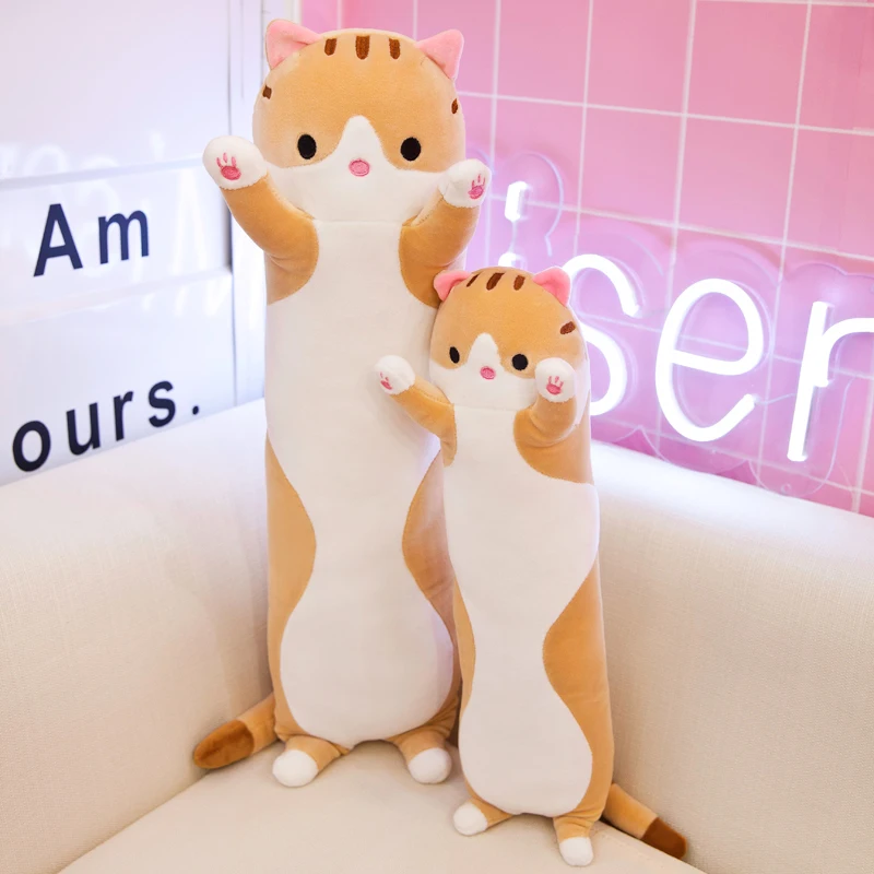 

130cm Cute Soft Long Cat Plush Toys Office Nap Pillow Home Comfort Cushion Child Decor Christmas Gift Cotton Doll