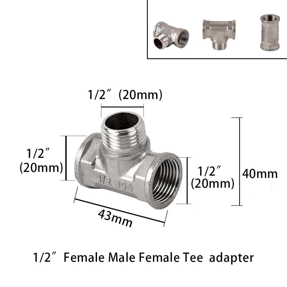 

Металлический тройник 1/2" 3/4" BSP