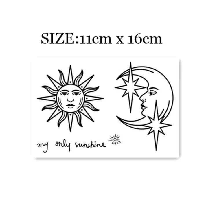 

2022 New So Cool Sun Moon Art Layout Waterproof Tattoo Sticker for Woman Man Hip-hop Arm Thigh Body Temporary Tattoo Fake Tattoo