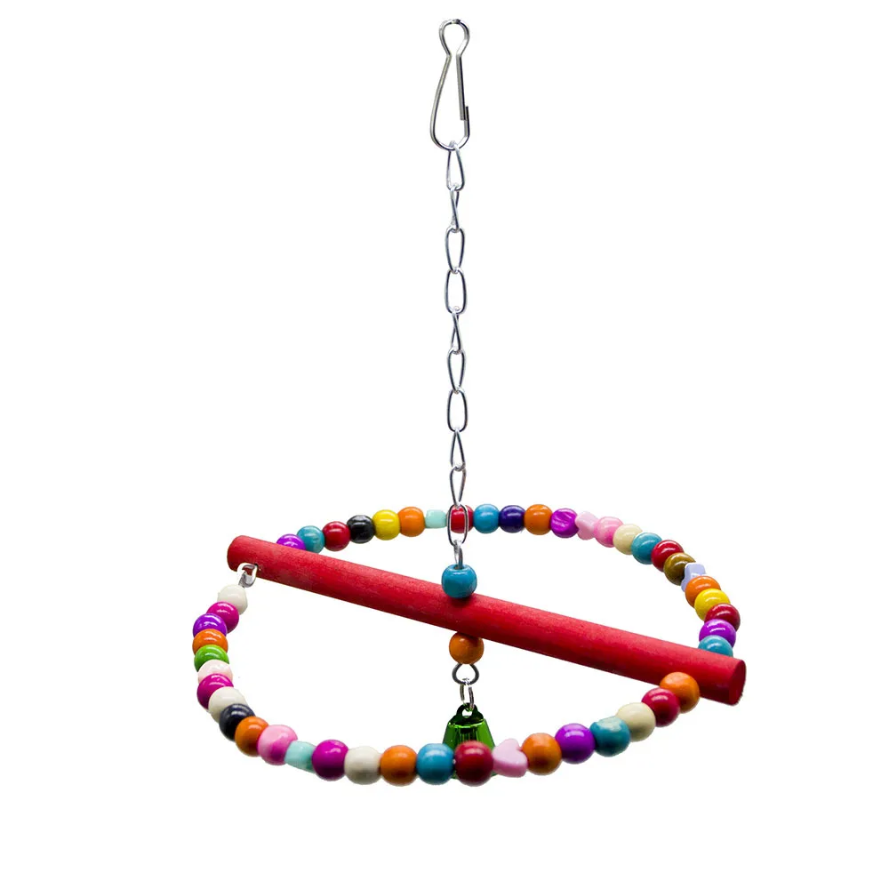 

Round Pet Bird Swing Toy Colorful Standing Pole Toy Bird Cage Accessories