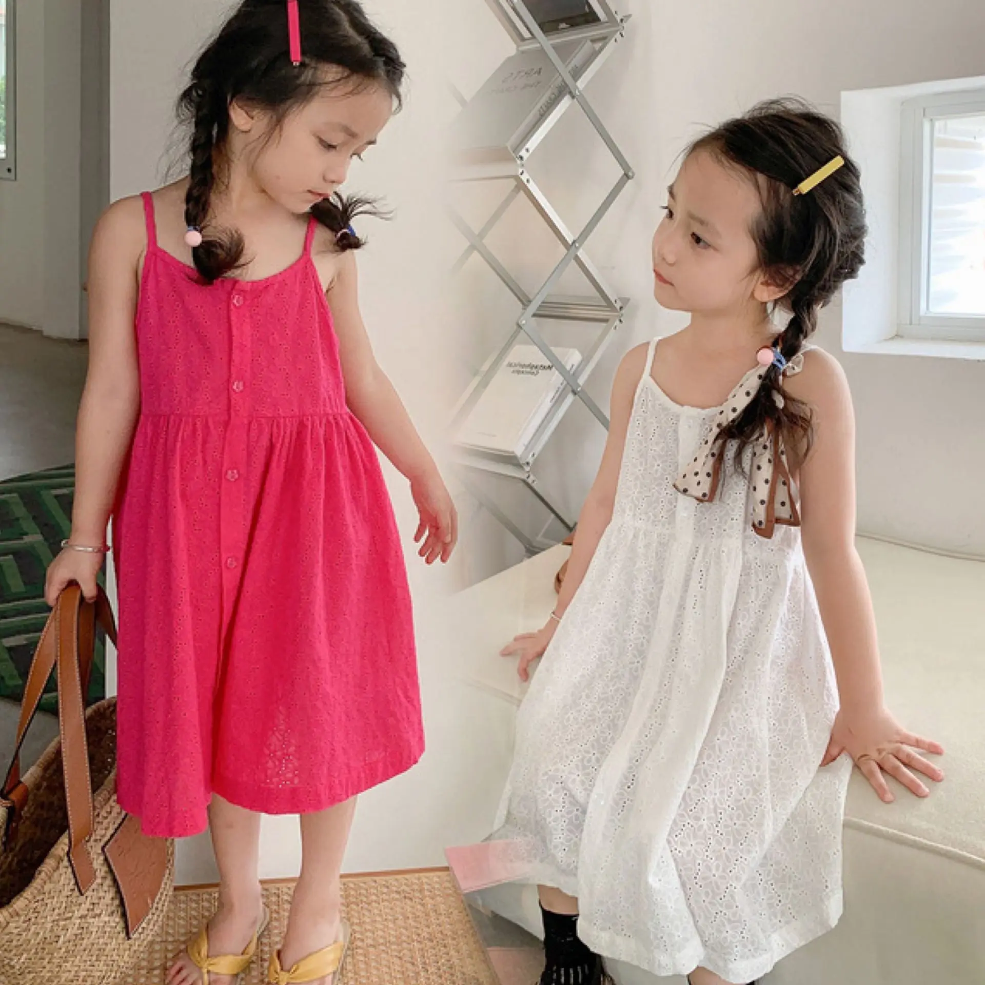 

Children's Sweet Spaghetti-Strap Backless Summer Girls' Vacation Skirt Dress Children Shirt 3-8 Years Old Children's Clothing