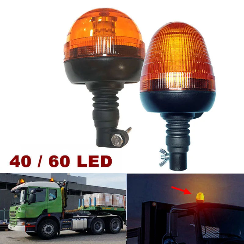 

12V/24V 40/60LED Truck Strobe Light Signal Lamp Amber Rotating Warning Flashing Beacon Light Tractor Trailer Lorry Boat Camper