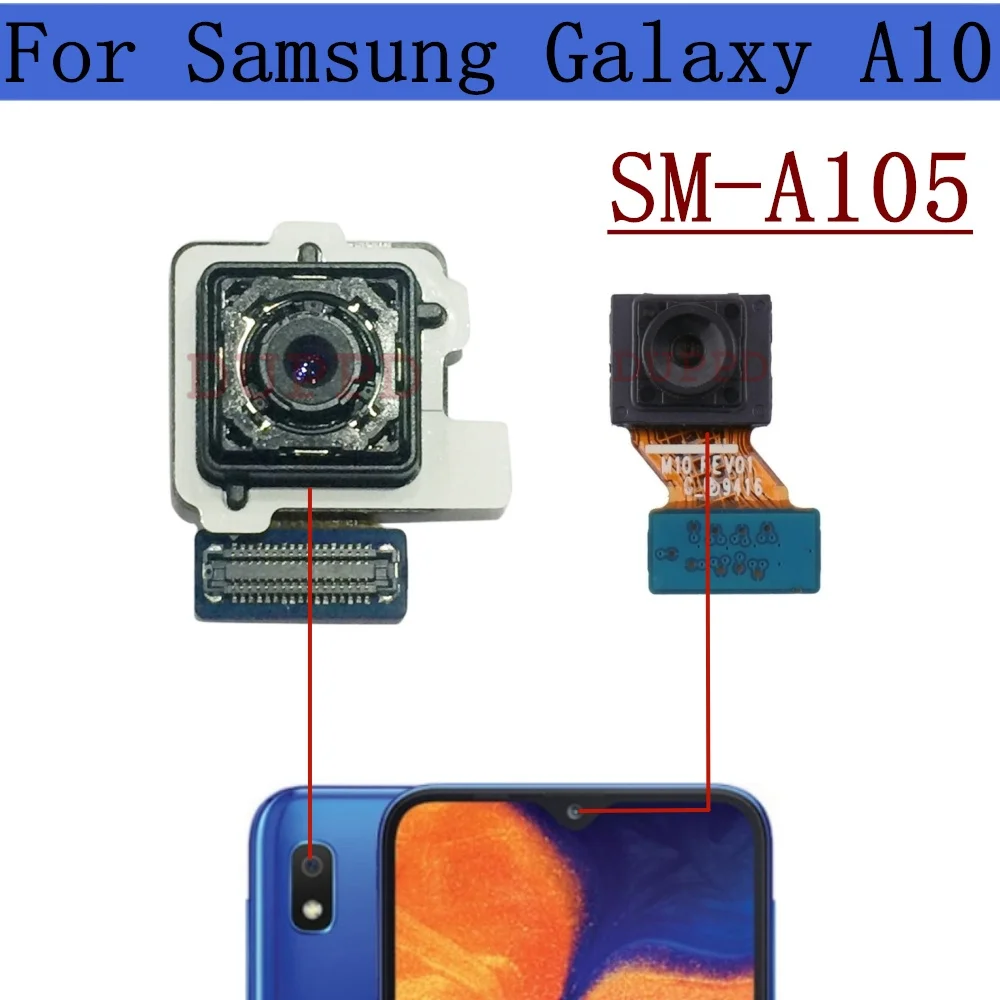 Оригинальная фронтальная и задняя камера для Samsung Galaxy A10, A105F, A105N, A105M, A105G, фронтальная широкая Задняя Основная камера, модуль гибкой запасной