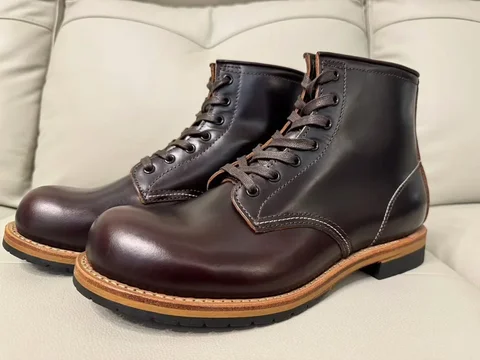 Мужские ботинки высокого качества, ботильоны на танкетке из коровьей кожи с круглым носком и рантом Goodyear, ботинки для инструментов