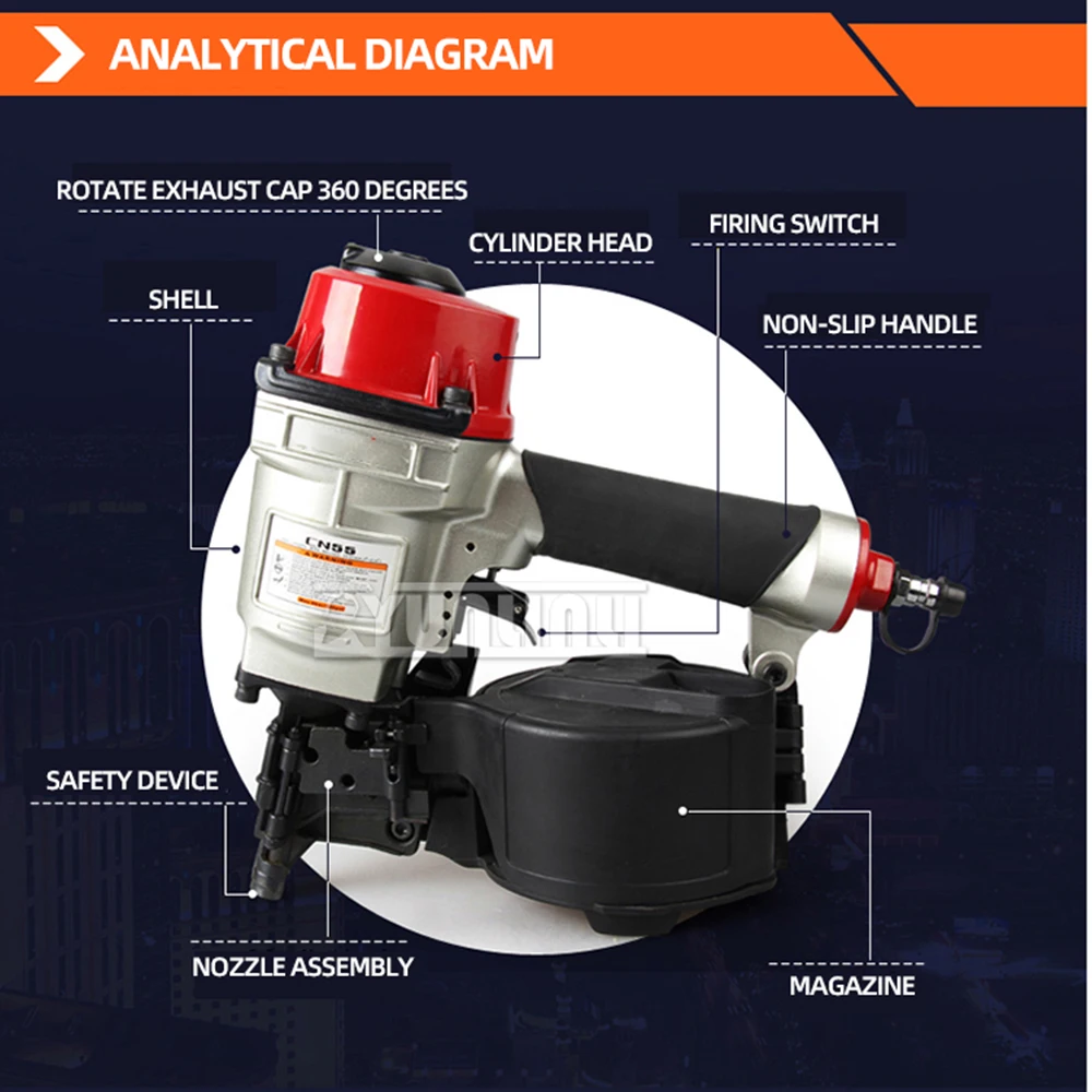 CN55 Пневматический пистолет для гвоздей Скобы Пистолет Размер короны 2 3 мм