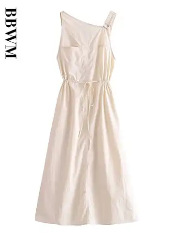 Asymmetric Nylon Dress Woman Fashion Long Dress Women Sleeveless Midi Summer Dresses 2023 Street Chic Female Tide Dresses