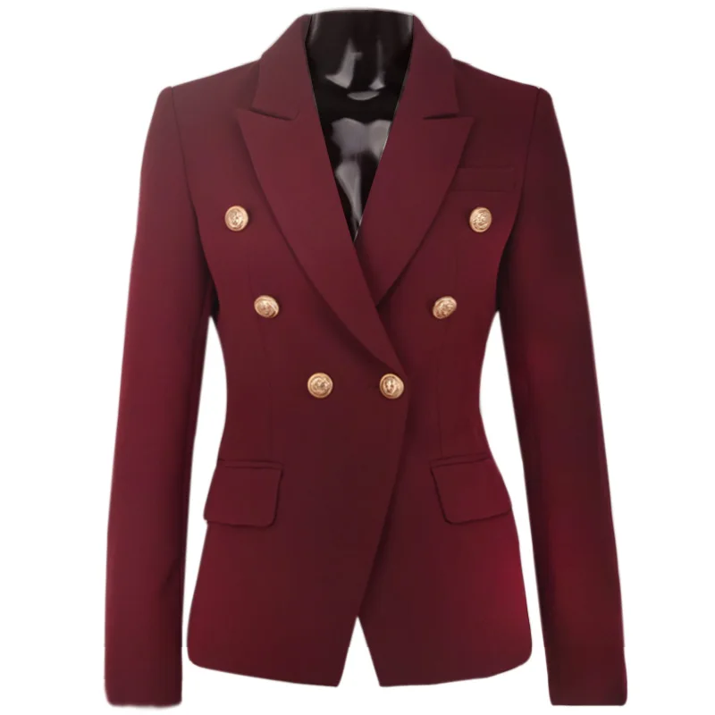 Wine Red Color Single-Breasted Women  Blazer Full Sleeves  Fitness Female Jacket Button  Casual Slim Lady Office Coat Clothes