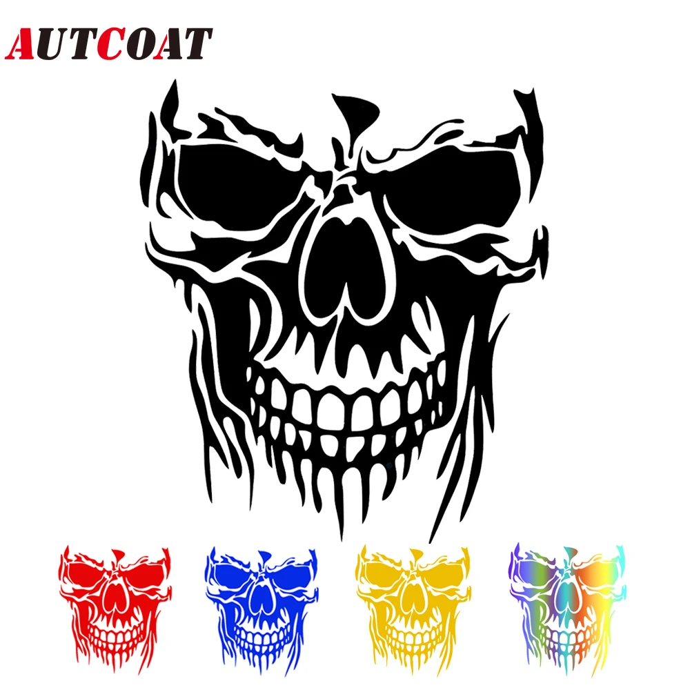 

AUTCOAT 1Pcs Reflective Skull Funny Car Stickers Car Hood Window Decorative Sticker Skull Decal for Car Decoration