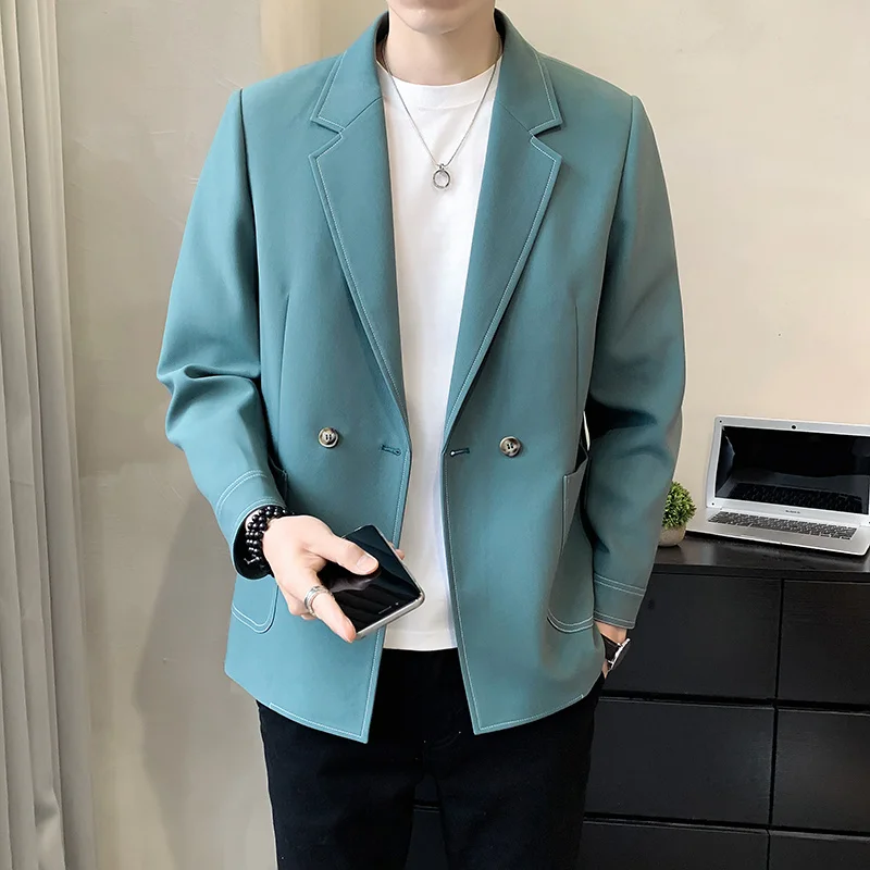 

Black Temperament of Blue Coat Jacket Lapel Suit Cultivate One's Morality Autumn MEN Smart Casual Blazers Blazer Men