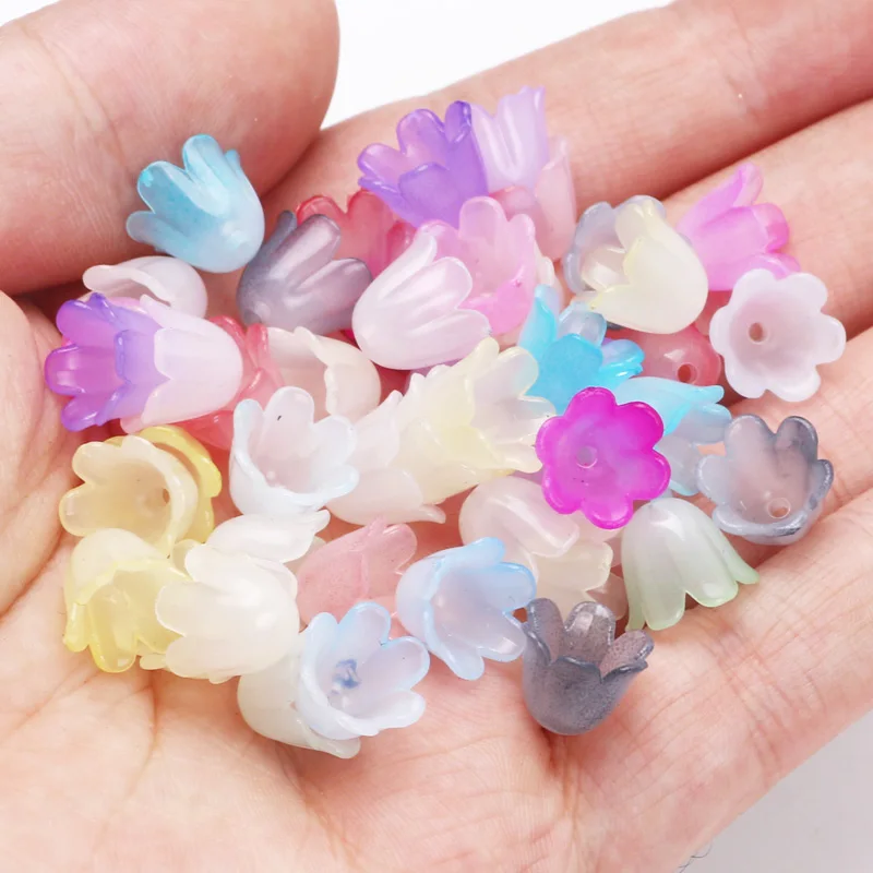 Colorful Bellflower Flower Lampwork Beads Trumpet Flower Shape Glass Beads For Jewelry Making Hairpin Handmade DIY Accessories