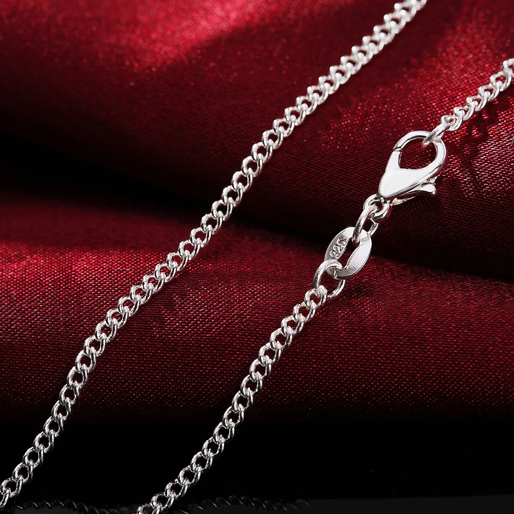 

925 Stamp Silver Color 2MM Side Chains And Necklaces Unisex Fashion Wedding Women Man Jewelry Gift 16-30Inch