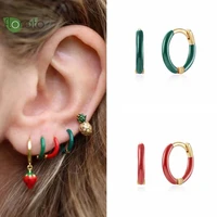 925 sterling silver needle candy color enamel earring hoop simple fashion hoop earrings for women party premium jewelry gift