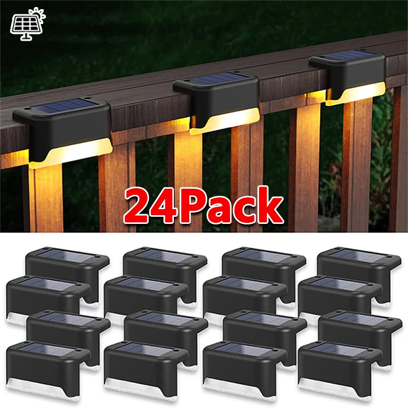 

4/8/12/16/24Pcs Solar Deck Lights Outdoor Waterproof LED Fence Lights Step Garden Decorate Lamp for Patio Stairs Railing Pathway