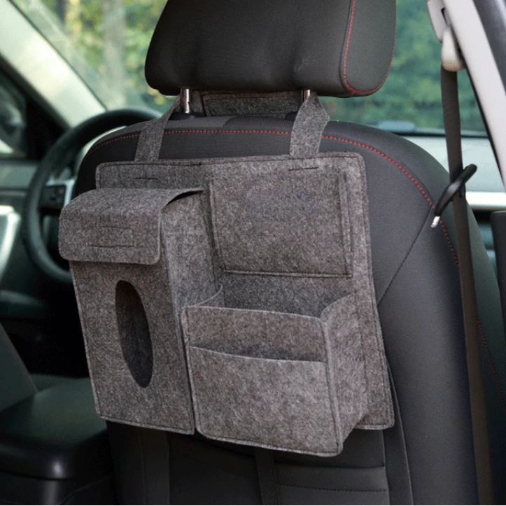 

Car Back Seat Storage Bag Organizer Hanging Bag Box Paper Towel Phone Storage Felt Bag Trash Can Organizer Car Accessories