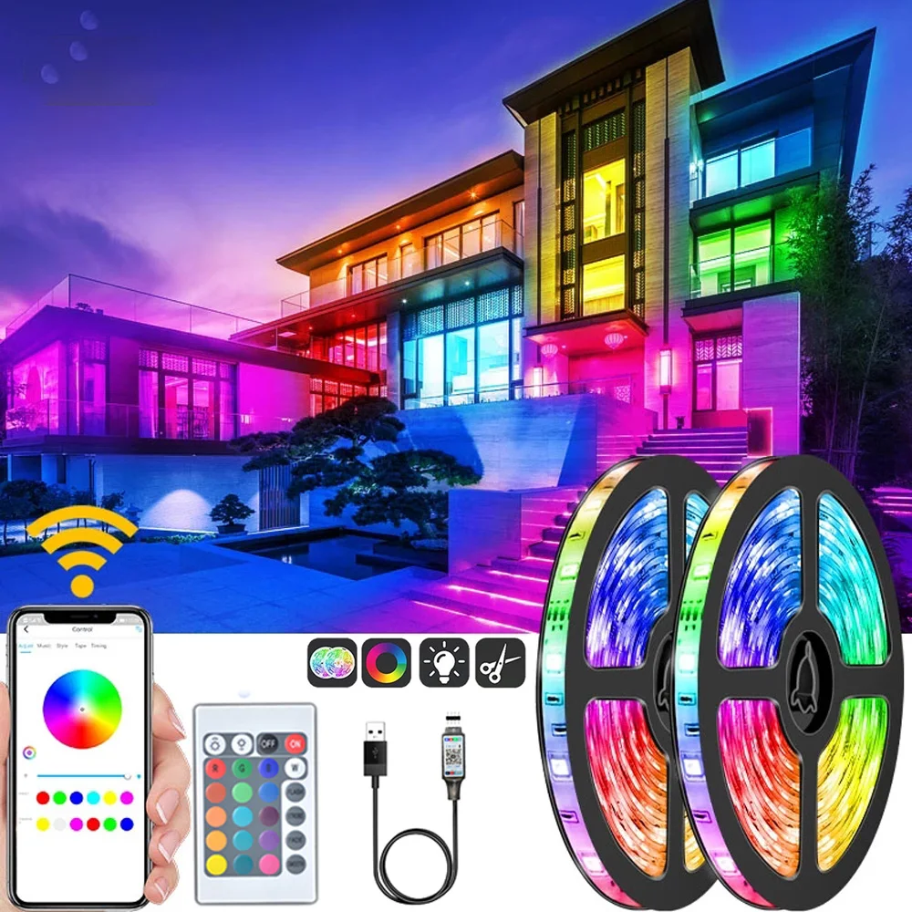 

USB LED Strip Light Bluetooth-compatible Remote Control TV Backlight RGB 2835 5050 Christmas Holiday Party Bedroom Decor DC5V