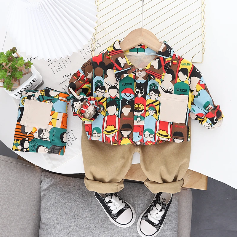 Детский комплект одежды для мальчиков и девочек рубашка + штаны активного отдыха