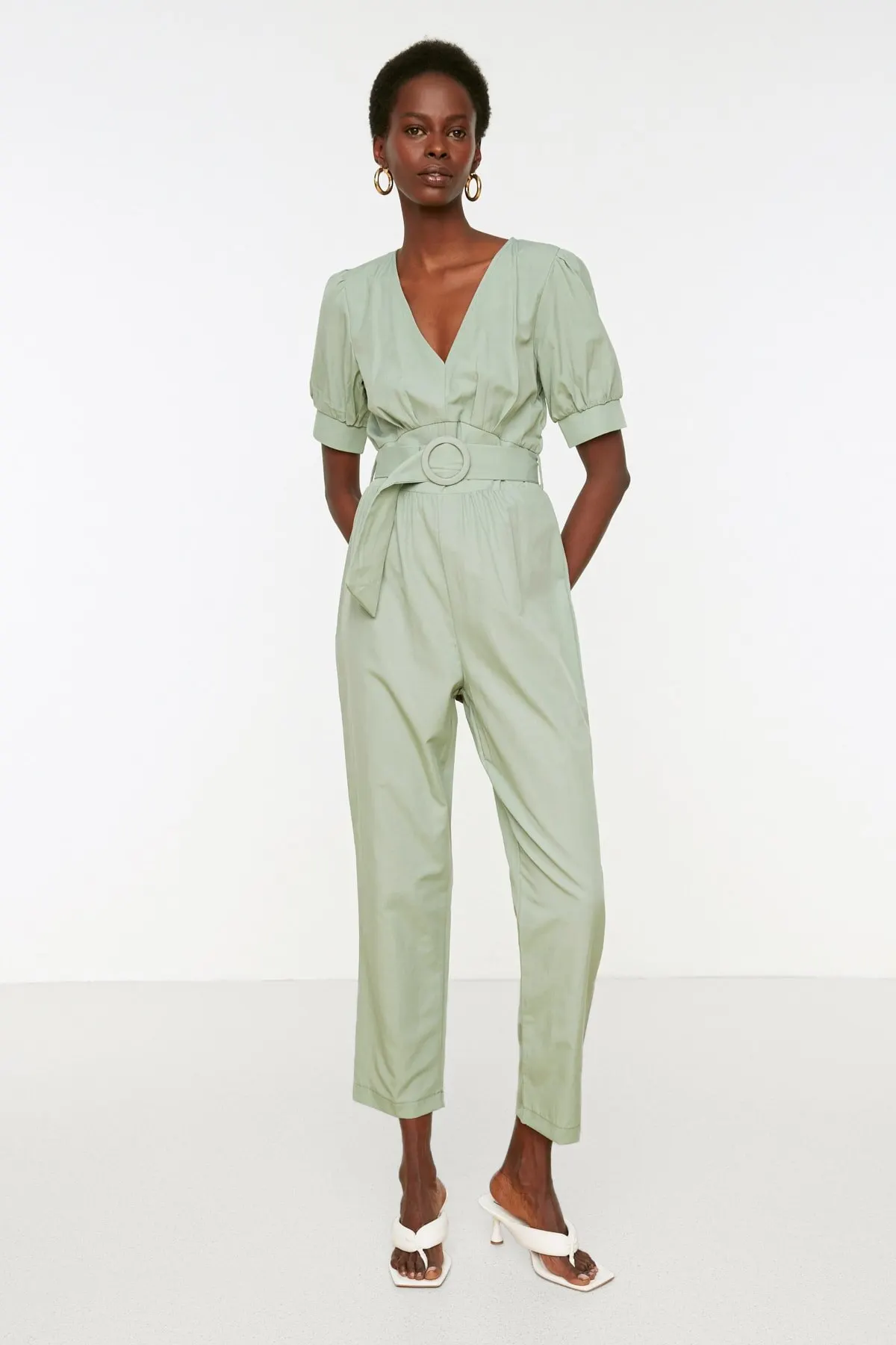 

Women's Overalls Mint Belted Style Hot Casual Sleeveless Loose Baggy Trousers Jumpsuit Jumpsuit Pants Romper Jumpsuit Jumpsuit