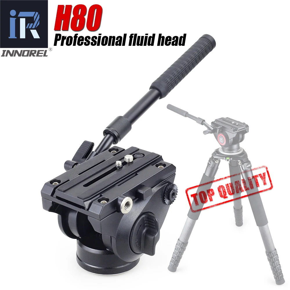 INNOREL H80 Hydraulic Fluid Tripod Head Panoramic Video for Camera Tripod Monopod Slider Stabilizer with Quick Release Plate