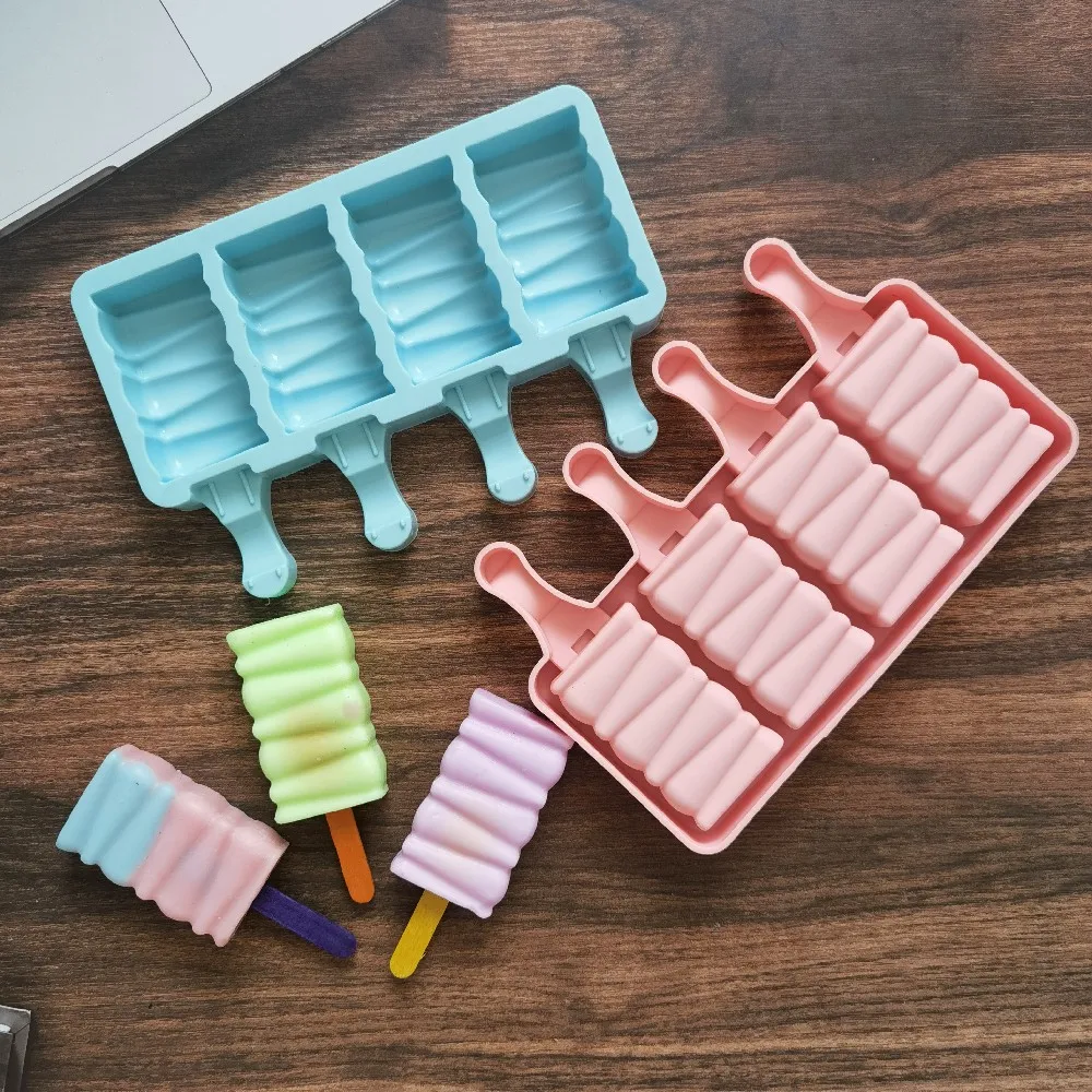 

4 Holes Line Shaped Small Size Silicone Ice Cream Mold DIY Homemade Popsicle Moulds Dessert Ice Pop Cake Pudding Maker Tools