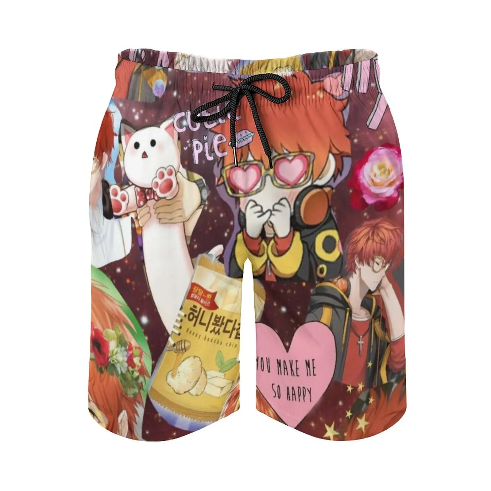

Mystic Messenger-707 Surfing Beach Shorts Men's Boardshorts Patchwork Surf Swim Short Pants Mystic Messenger 77 Game Otome