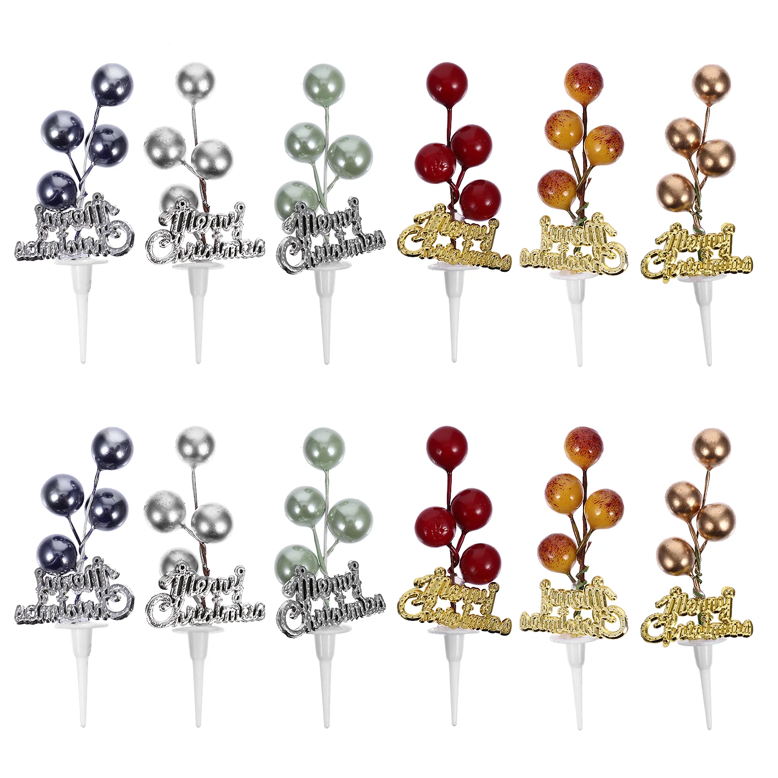 

Christmas Cake Pickscupcake Toppers Berry Topper Year New Stems Red Artificial Decoration Decor Props Party Merry Dessert Insert
