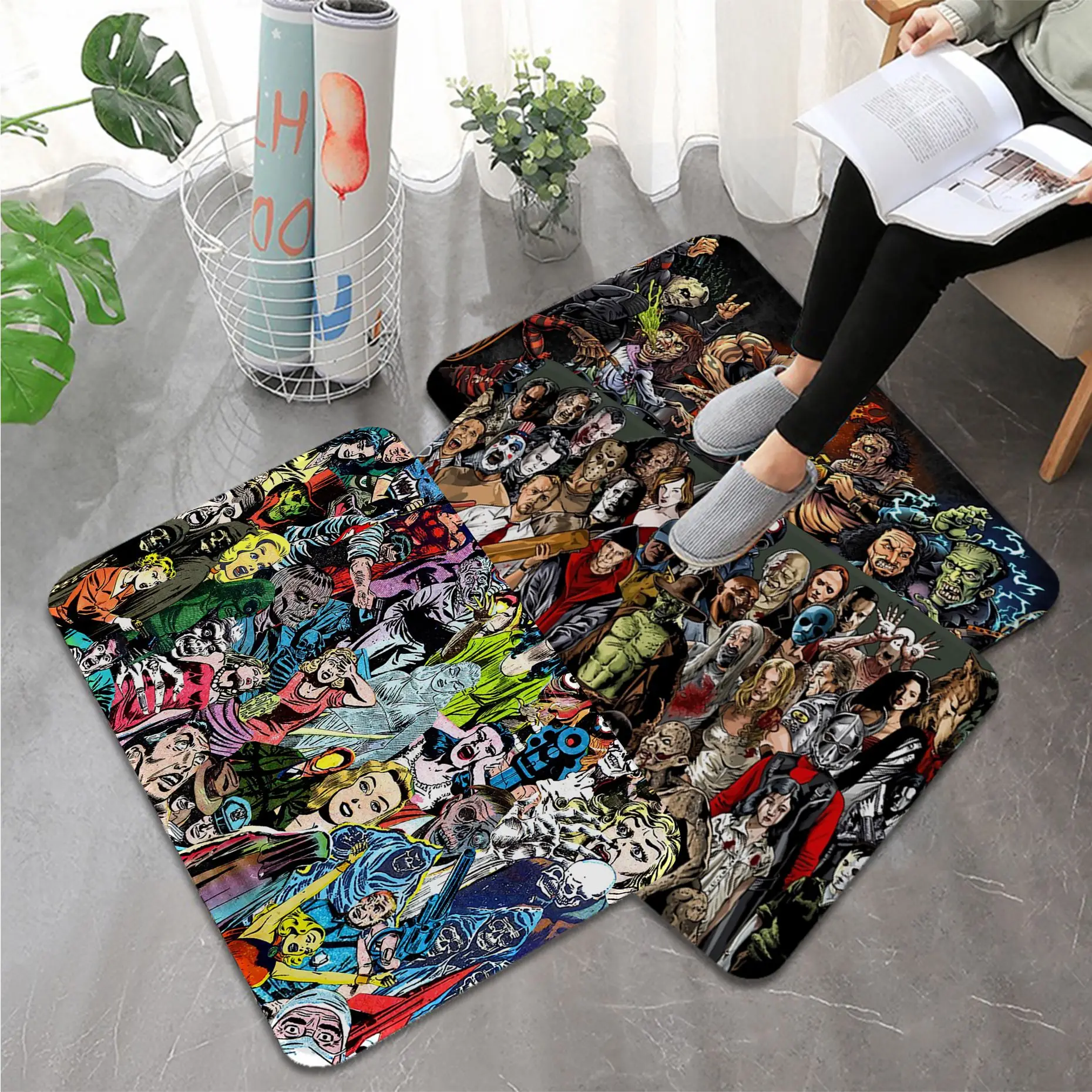 

Horror Movie Characters Kitchen Mat Nordic Style Bedroom Living Room Doormat Home Balcony Anti-Slip Welcome Rug