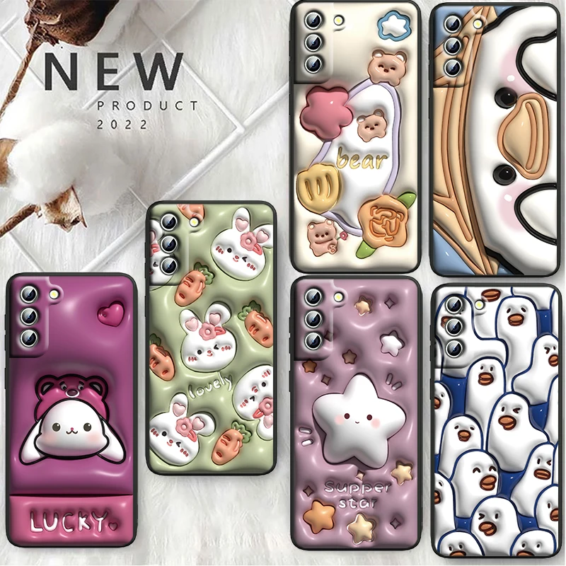 

Not 3D Cartoon Duck Phone Case For Samsung S23 S22 S21 S20 S10 S8 Note 20 A9 A73 A71 A53 A33 Ultra Plus FE Black