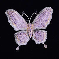 korean fashion colorful butterfly brooch copper inlaid purple zircon womens corsage pin clothing accessories accessories
