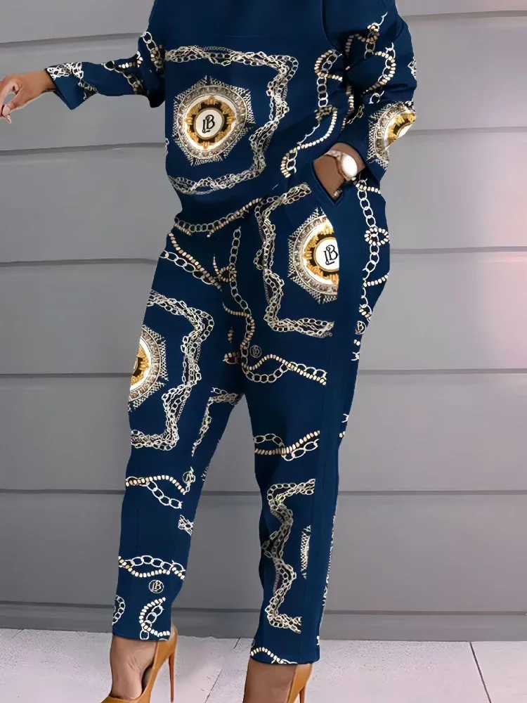 Женский Повседневный пуловер с рисунком удобные брюки длинным рукавом теплый